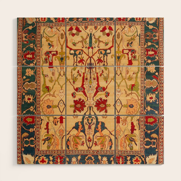 Heriz Antique Persian Rug Print Wood Wall Art Gallery Image 1