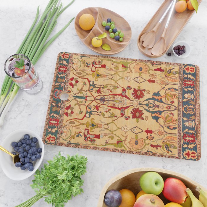 Heriz Antique Persian Rug Print Cutting Board Gallery Image 2