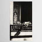 Paris, 1926, Dog out of Window Paris France black and white photograph Tablecloth Gallery Image 2