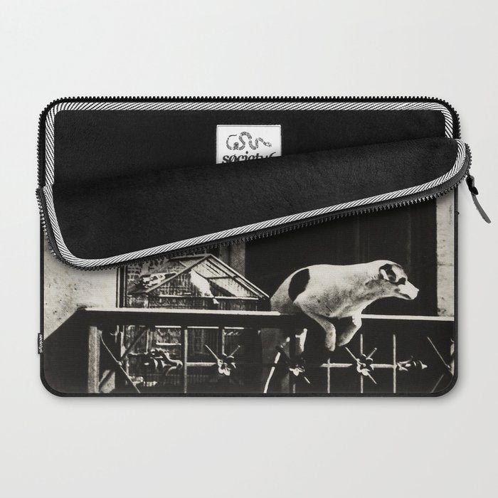 Paris, 1926, Dog out of Window Paris France black and white photograph Laptop Sleeve Gallery Image 2