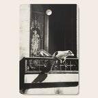 Paris, 1926, Dog out of Window Paris France black and white photograph Cutting Board Gallery Image 1