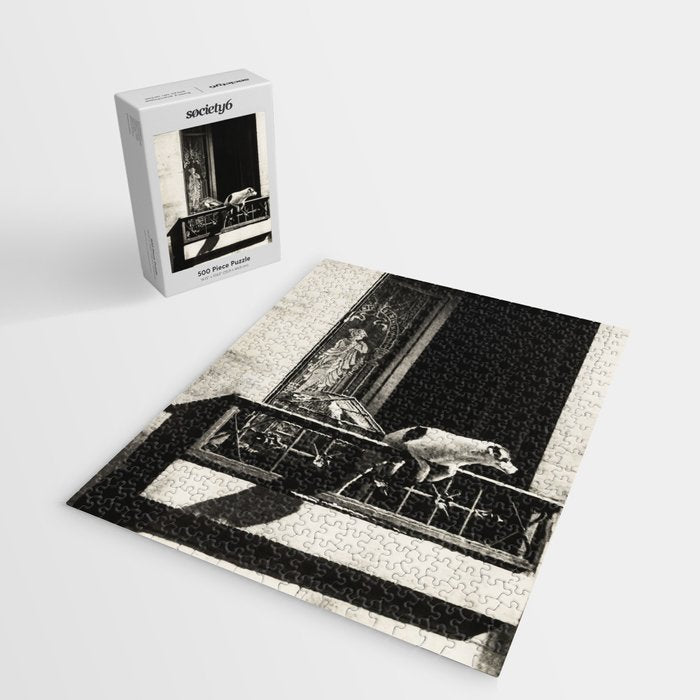 Paris, 1926, Dog out of Window Paris France black and white photograph Jigsaw Puzzle Gallery Image 2