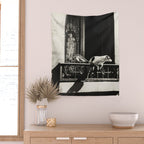 Paris, 1926, Dog out of Window Paris France black and white photograph Wall Tapestry Gallery Image 2