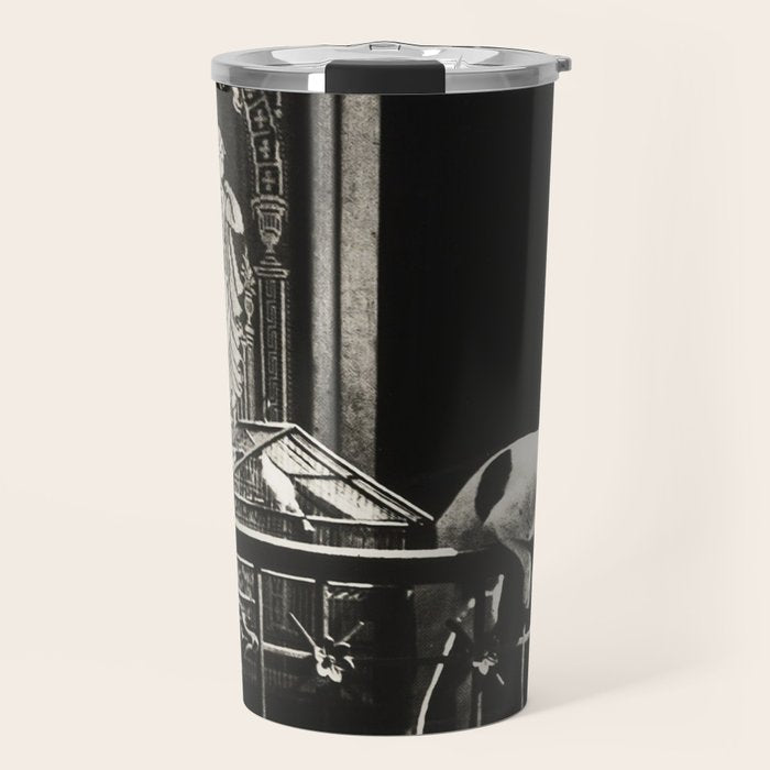 Paris, 1926, Dog out of Window Paris France black and white photograph Travel Mug Gallery Image 1