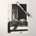 Paris, 1926, Dog out of Window Paris France black and white photograph Wrapping Paper Gallery Image 1
