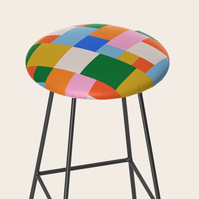 Colorful geometric patchwork mosaic pattern Stool Gallery Image 2