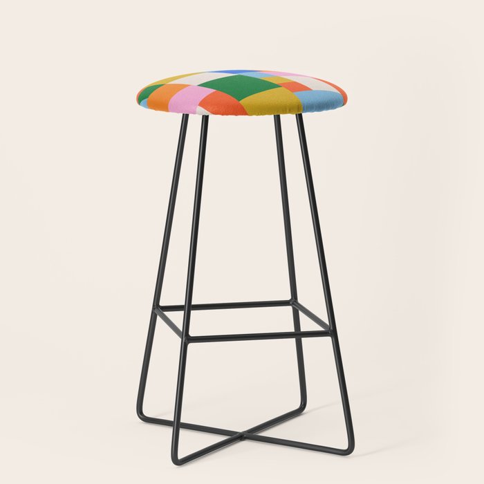Colorful geometric patchwork mosaic pattern Stool Gallery Image 1