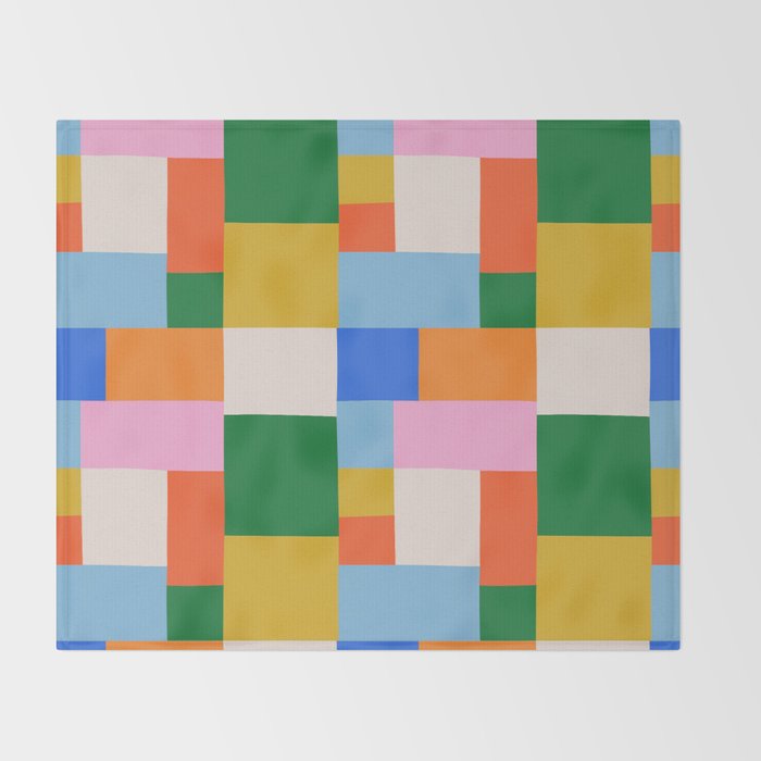 Colorful geometric patchwork mosaic pattern Throw Blanket Gallery Image 2