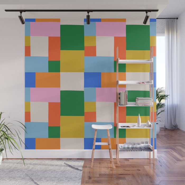 Colorful geometric patchwork mosaic pattern Wall Mural Gallery Image 1