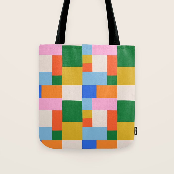 Colorful geometric patchwork mosaic pattern Tote Bag Gallery Image 1
