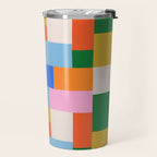 Colorful geometric patchwork mosaic pattern Travel Mug Gallery Image 2