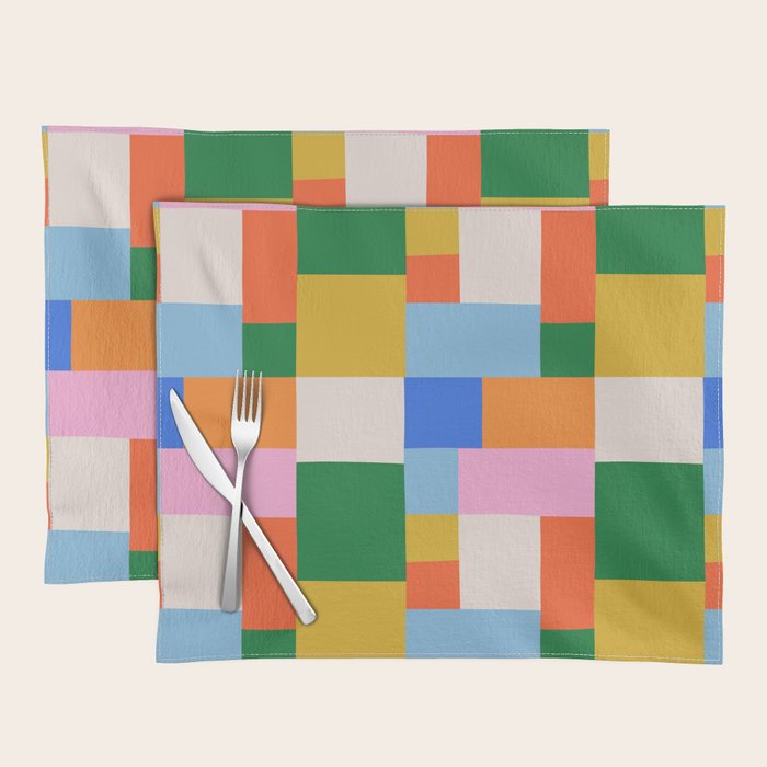 Colorful geometric patchwork mosaic pattern Placemat Gallery Image 1