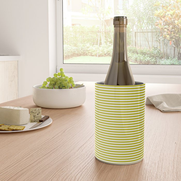 Ultra Fine Stripe Narrow Pinstripe Pattern in Chartreuse and White Wine Chiller Gallery Image 4