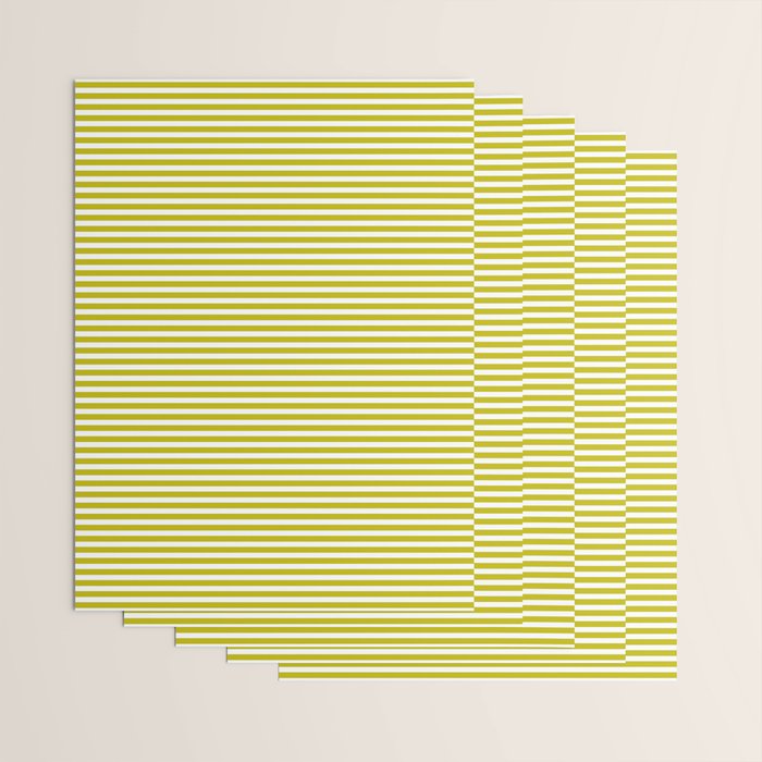 Ultra Fine Stripe Narrow Pinstripe Pattern in Chartreuse and White Wrapping Paper Gallery Image 3