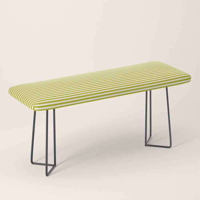 Ultra Fine Stripe Narrow Pinstripe Pattern in Chartreuse and White Bench Gallery Image 1