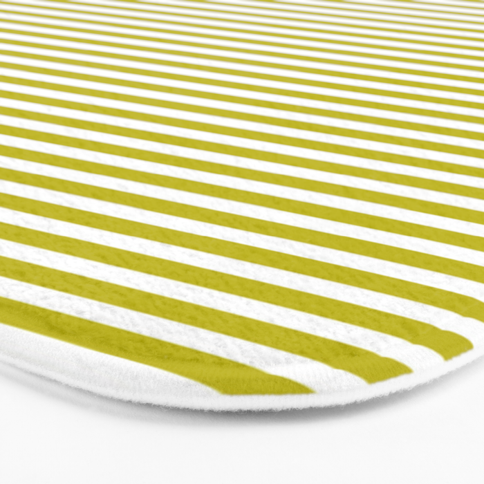 Ultra Fine Stripe Narrow Pinstripe Pattern in Chartreuse and White Bath Mat Gallery Image 3
