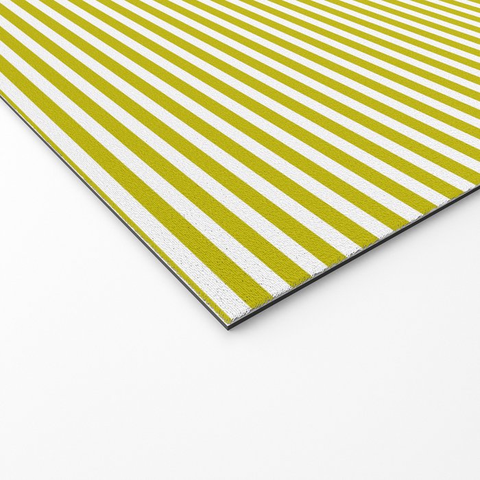 Ultra Fine Stripe Narrow Pinstripe Pattern in Chartreuse and White Welcome Mat Gallery Image 2