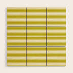 Ultra Fine Stripe Narrow Pinstripe Pattern in Chartreuse and White Wood Wall Art Gallery Image 1