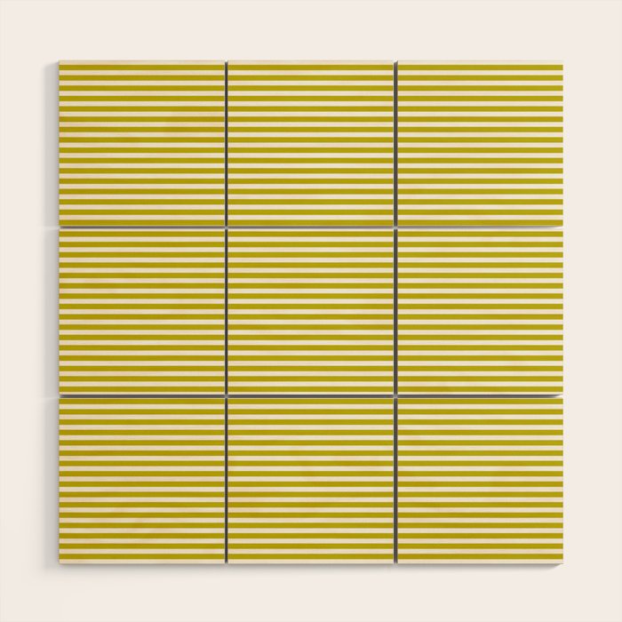 Ultra Fine Stripe Narrow Pinstripe Pattern in Chartreuse and White Wood Wall Art Gallery Image 1