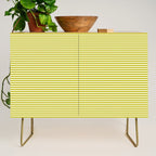 Ultra Fine Stripe Narrow Pinstripe Pattern in Chartreuse and White Credenza Gallery Image 1