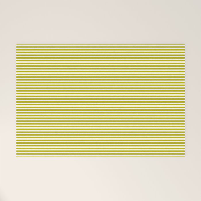 Ultra Fine Stripe Narrow Pinstripe Pattern in Chartreuse and White Welcome Mat Gallery Image 1