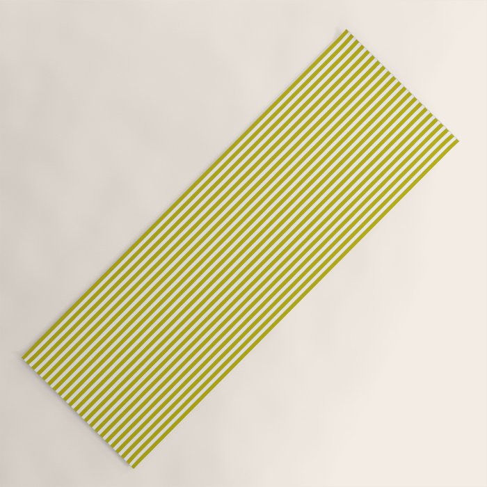 Ultra Fine Stripe Narrow Pinstripe Pattern in Chartreuse and White Yoga Mat Gallery Image 1