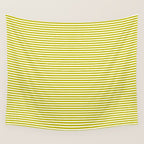 Ultra Fine Stripe Narrow Pinstripe Pattern in Chartreuse and White Wall Tapestry Gallery Image 4