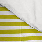 Ultra Fine Stripe Narrow Pinstripe Pattern in Chartreuse and White Comforter Gallery Image 4