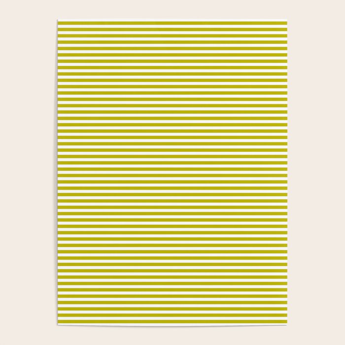 Ultra Fine Stripe Narrow Pinstripe Pattern in Chartreuse and White Poster Gallery Image 1