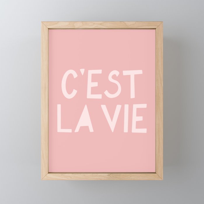 C'est La Vie French Pink Hand Lettering Mini Art Print Gallery Image 1