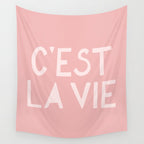 C'est La Vie French Pink Hand Lettering Wall Tapestry Gallery Image 4