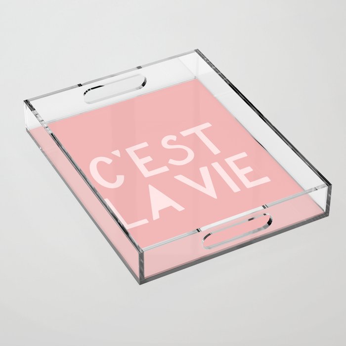 C'est La Vie French Pink Hand Lettering Acrylic Tray Gallery Image 1