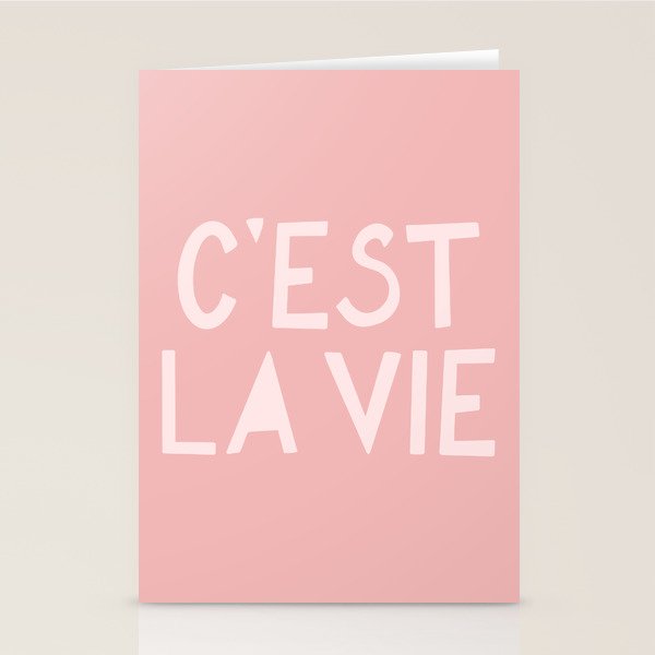 C'est La Vie French Pink Hand Lettering Stationery Card Gallery Image 2