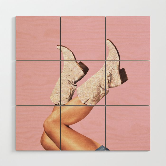 These Boots - Glitter Pink Landscape Wood Wall Art Gallery Image 1