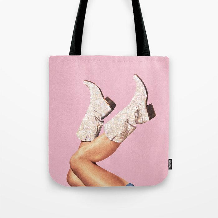 These Boots - Glitter Pink Landscape Tote Bag Gallery Image 1