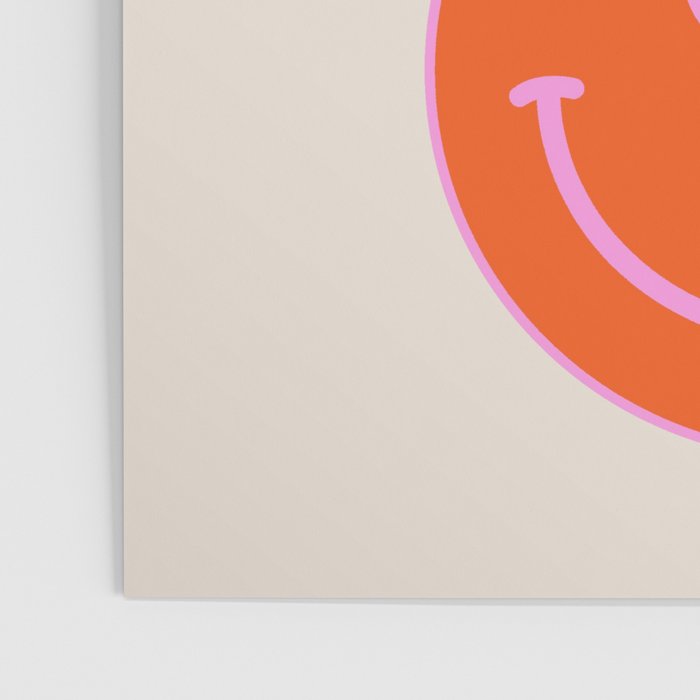 Keep Smiling! - Large Pink and Beige Smiley Face Pattern Poster Gallery Image 3