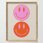 Keep Smiling! - Large Pink and Beige Smiley Face Pattern Serving Tray Gallery Image 1
