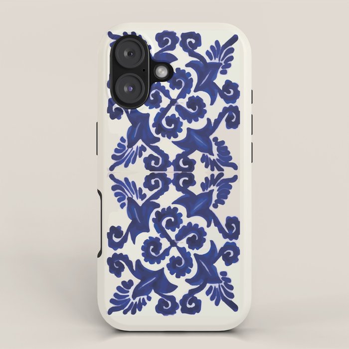Talavera mexican tile traditional blue ceramic mosaic iPhone Case Gallery Image 1