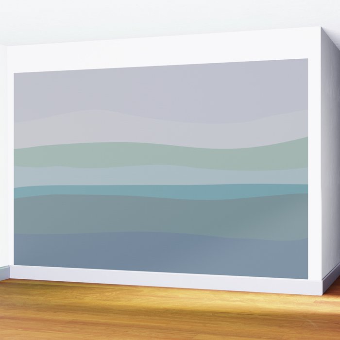 Calming Ocean Waves in Soft Dusty Pastels Wall Mural Gallery Image 2