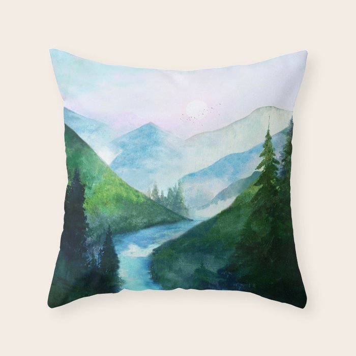 Mountain River Throw Pillow Gallery Image 6