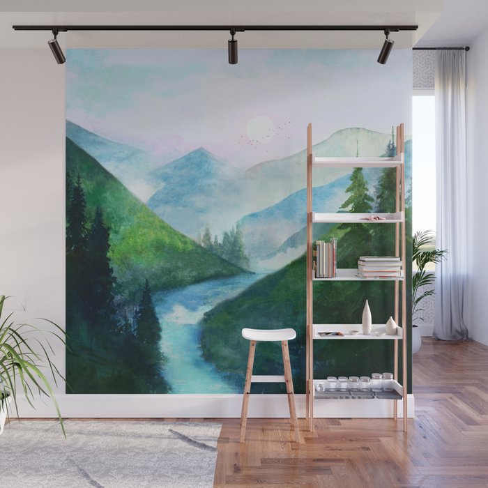 Mountain River Wall Mural Gallery Image 1