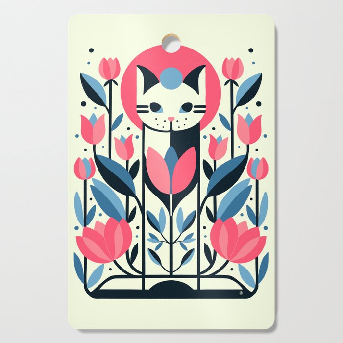 Cat amongst Tulips Cutting Board Gallery Image 1