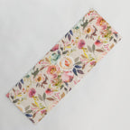 Hand painted ivory pink brown watercolor country floral Yoga Mat Gallery Image 1