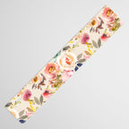 Hand painted ivory pink brown watercolor country floral Table Runner Gallery Image 3
