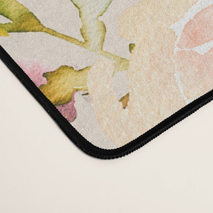 Hand painted ivory pink brown watercolor country floral Desk Mat Gallery Image 4