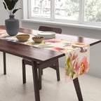 Hand painted ivory pink brown watercolor country floral Table Runner Gallery Image 2