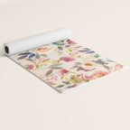 Hand painted ivory pink brown watercolor country floral Yoga Mat Gallery Image 2