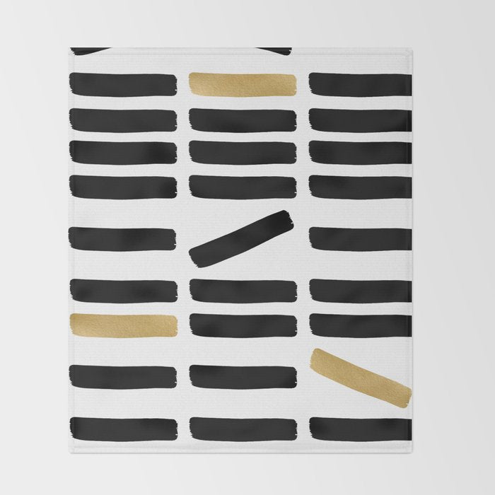 Black and Gold Abstract Throw Blanket Gallery Image 2