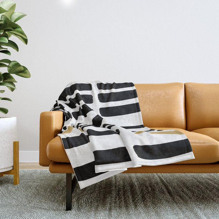 Black and Gold Abstract Throw Blanket Gallery Image 1