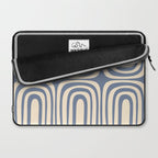 Midcentury Modern Confaab Abstract Pattern in Stone Blue and Cream Laptop Sleeve Gallery Image 2